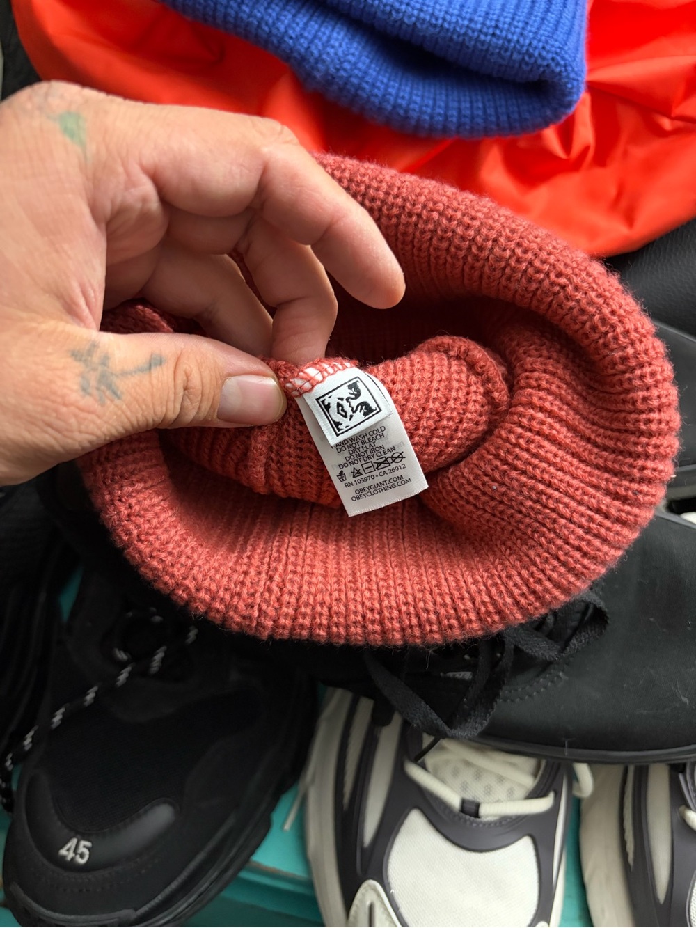OBEY Ribbed Beanie - Rust - Picture 2 of 2